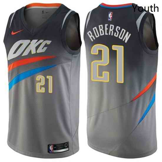 Youth Nike Oklahoma City Thunder 21 Andre Roberson Swingman Gray NBA Jersey City Edition